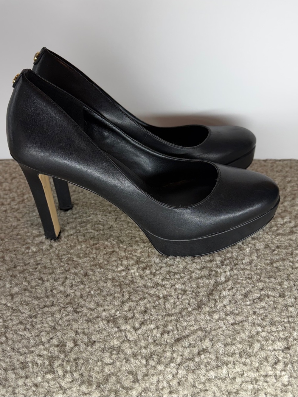 Michael Kors Black Leather Platform Stiletto Round Toe Slip On Pumps 8M